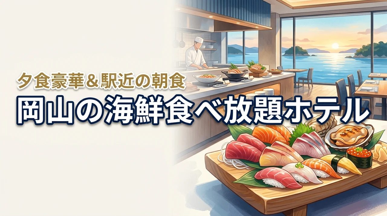 岡山で海鮮食べ放題のホテル選びに迷ったら?夕食が豪華な宿と駅近の朝食ビュッフェ