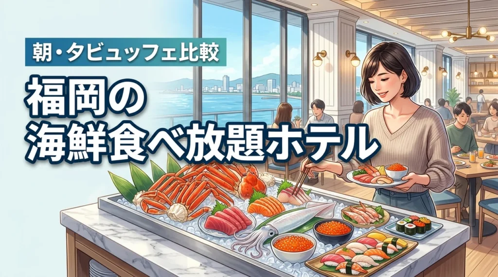 福岡で海鮮食べ放題が楽しめるホテルは？博多・中洲・志賀島の朝食・夕食ビュッフェを比較
