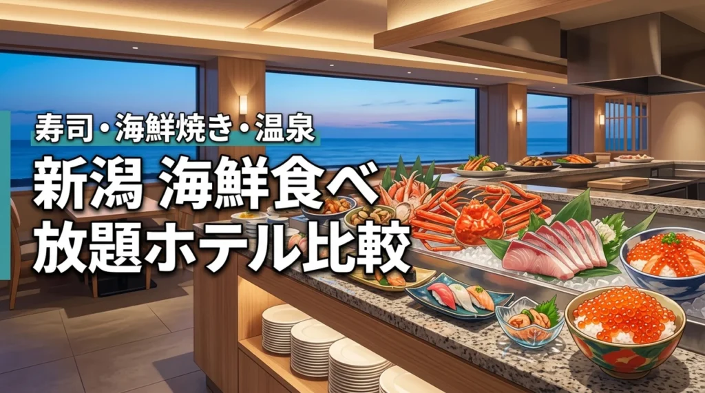 新潟で海鮮食べ放題が楽しめるホテルは？寿司・海鮮焼き・温泉ビュッフェ宿を比較