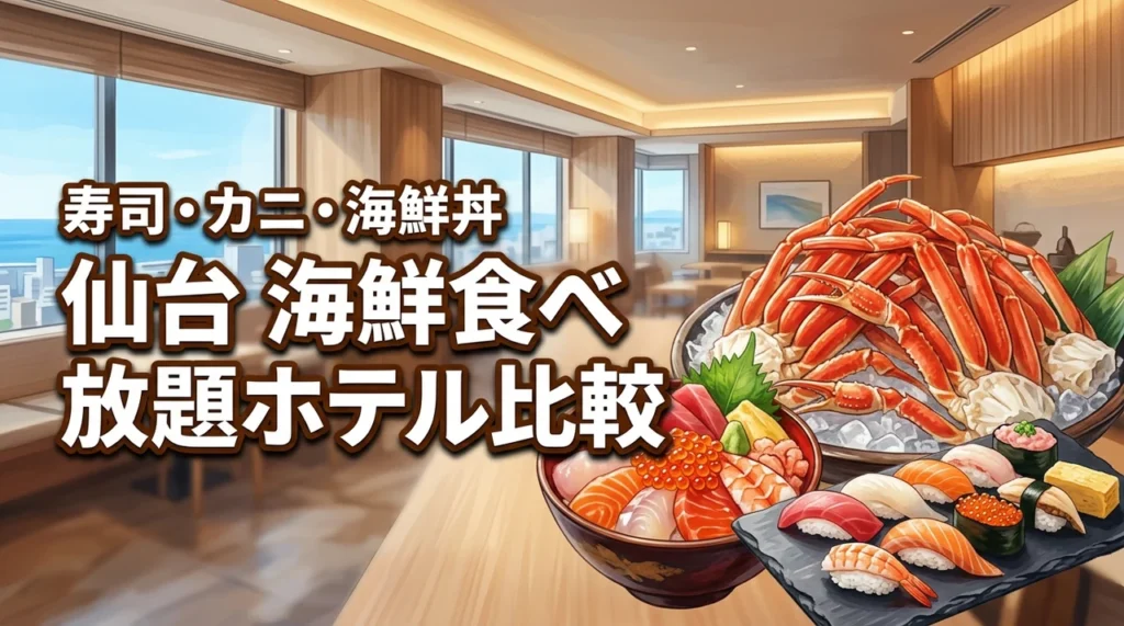 仙台で海鮮食べ放題が楽しめるホテルは？朝食海鮮丼・寿司・カニ・秋保温泉ビュッフェを比較
